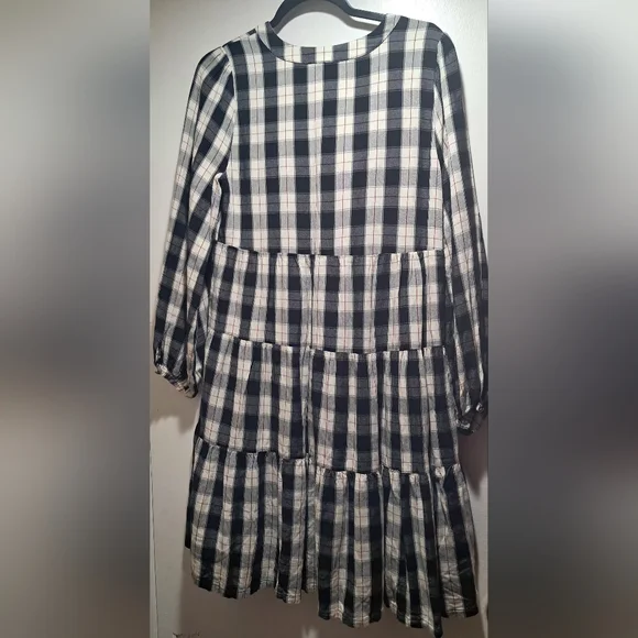 Maeve by Anthropologie Tiered Plaid Mini Dress - Size M Like New - Picture 11 of 16